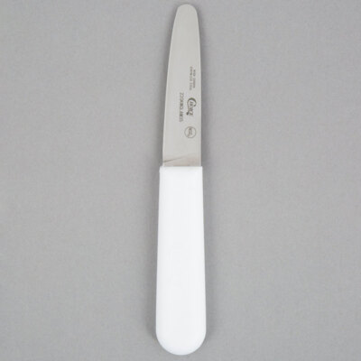 Choice 3 1/4'' Stainless Steel Clam Knife with White Handle