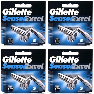 Gillette Sensor Excel Razor Blades - 20 Piece Bundle (4 Packs of 5)