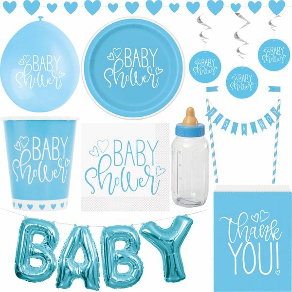Baby Shower Deko Junge Party hellblau Geburt Dekoration Babyshower Babyparty Set