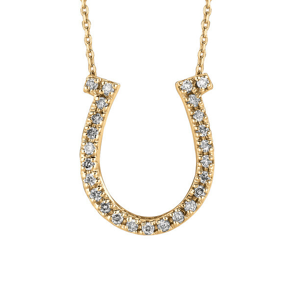Pre-owned Morris 0.25 Carat Natural Diamond Horseshoe Necklace Pendant 14k White Gold Si 18''