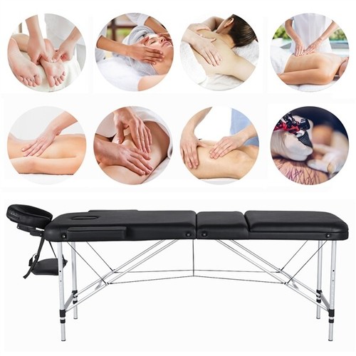 Aluminium Professional Massage Table Adjustable Portable Lashing Bed 3 Folding