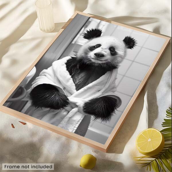 Panda in Bathrobe #1 - Cute Funny Animals - Poster