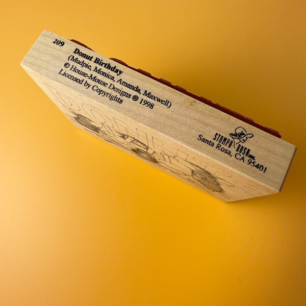 Donut Birthday Party~House Mouse Rubber Stamp~4.5"X 3.5"~Stampa Rosa 209