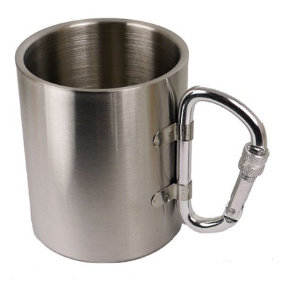 Edelstahltasse mit Karabiner doppelwandig 300ml Camping Outdoor Geschirr Becher