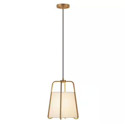 Meyer+Cross Marduk 1-Light Antique Brass Pendant with Fabric Shade PD0072