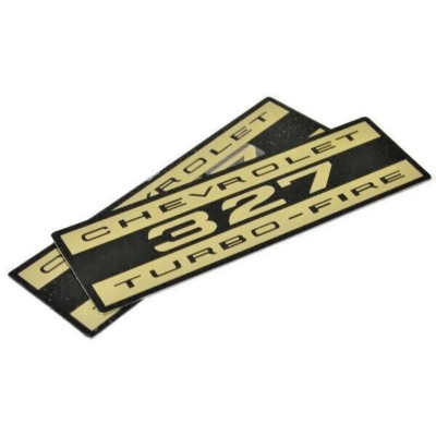 CHEVROLET 327 TURBO-FIRE VALVE COVER DECAL OEM EMBOSSED ALUMINUM (PAIR)