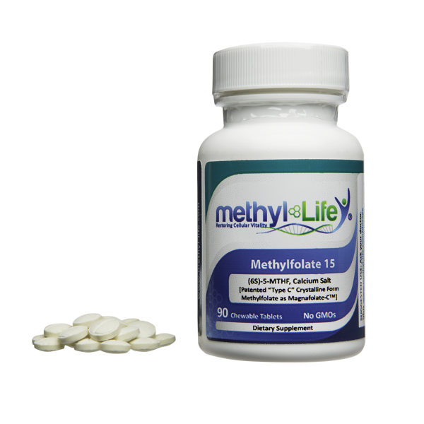 Methyl-Life Methylfolate 15; L-5-MTHF (or (6S)-5-Methylfolate)15 mg chew tablets