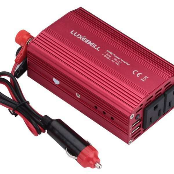 Luxebell 300W Power Car Inverter Dual Charging Ports 110V AC Outlets DC 12V