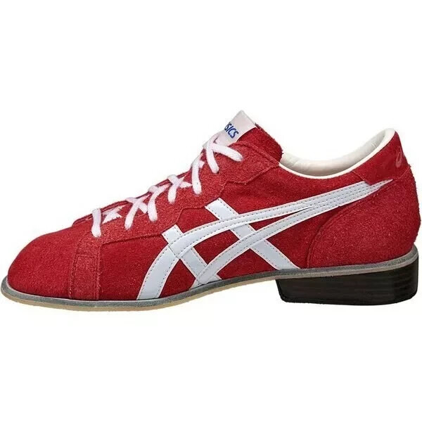 Pre-owned Asics 【limited Stock】 Weight Lifting Shoes Red White Natural Leather Tow727