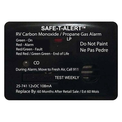 Safe-T-Alert 25-741-BL 25 Series Black Surface Mount Propane/LP Gas Alarm