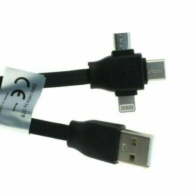 3in1 Ladekabel 1m ideal für AUTO Iphone Lightning Micro USB Type C Flachband OTB