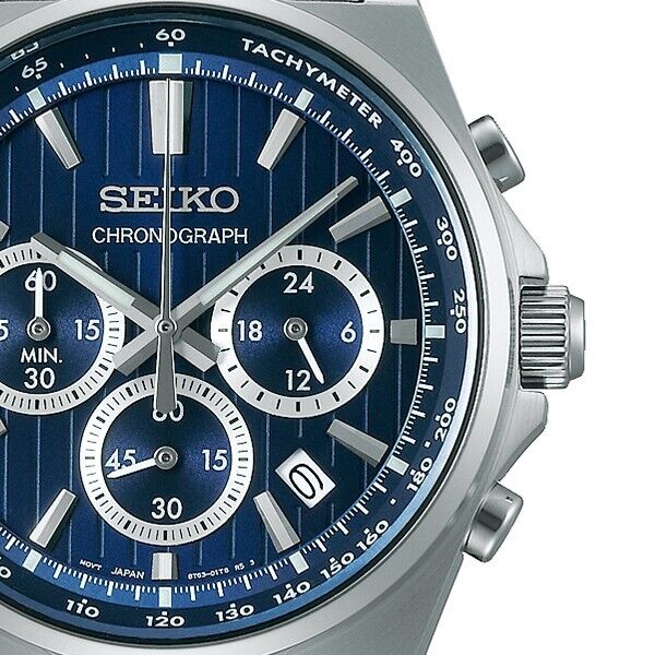 Pre-owned Seiko Selection S Series 8t Sbtr033 Men's Watch Quartz Chronograph Blue 2023