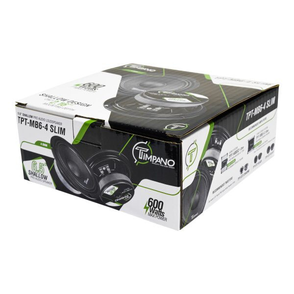 4x Timpano Shallow Mount 6.5" PRO Audio Speakers TPT-MB6-4 SLIM 4 Ohm 2400 Watts