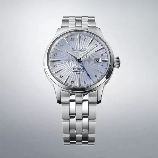 Pre-owned Seiko Men's Presage Skydiving Cocktail Gmt Blue Dial Watch Ssk037