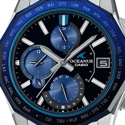 Pre-owned Casio Oceanus Manta Ocw-s6000-1ajf Black Solar Radio Men's Watch In Box