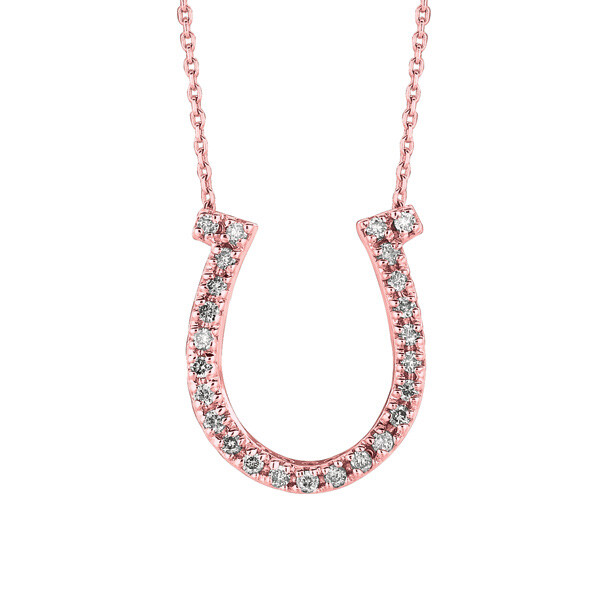 Pre-owned Morris 0.25 Carat Natural Diamond Horseshoe Necklace Pendant 14k White Gold Si 18''