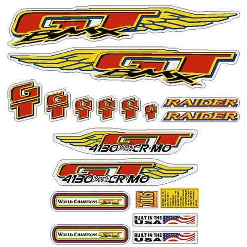BMX GT 当時物、1台分アルミフレームステッカー新品 2001 GT BMX Performer -black on chrome decal set | eBay