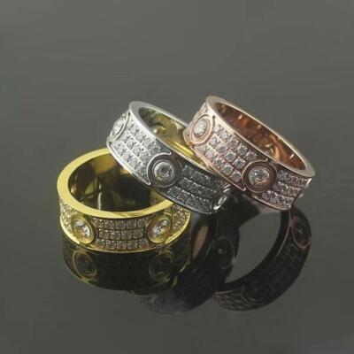 Real Stainless Steel Love Screw Ring Full Diamonds 4mm Perfect Gift, Best Seller