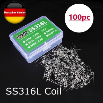 SS316L Box Selbstwickler Fertigwicklungen Coils Draht - 100 Stück 