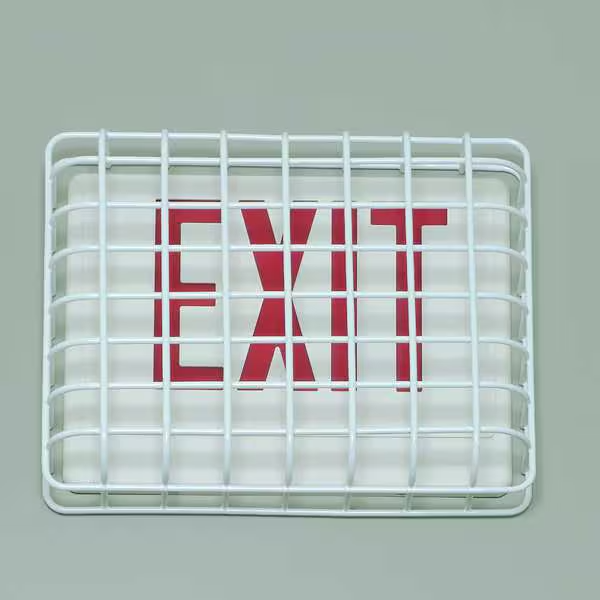 Wire Guard Exit Sign Steel Protective Cover 10x13 Heavy Duty White Safety Guard