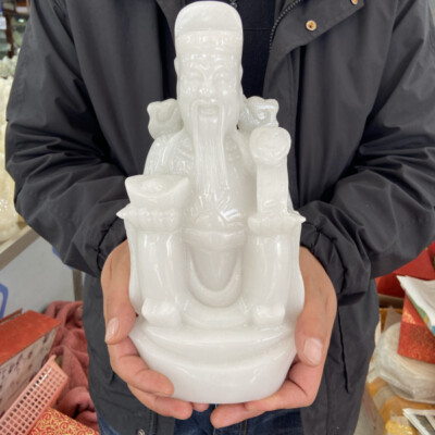 7.2lb Natural Crystal.hetian jade.Hand-carved.Exquisite god of wealth Statues.