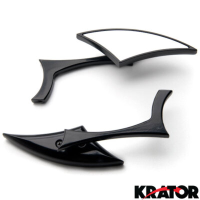 Black Diamond Twist Universal Custom Motorcycle Cruiser Mirrors - Free Adapters