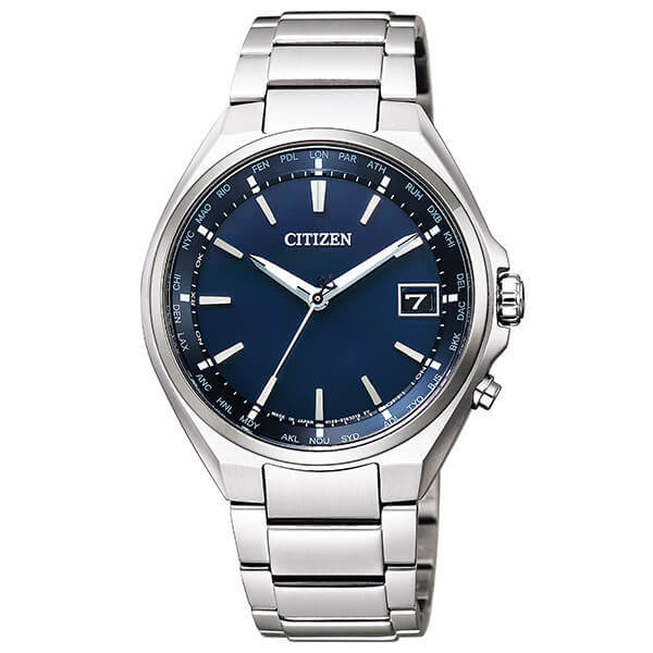 Pre-owned Citizen Attesa Cb1120-50l Eco-drive Titanium Radio Solar Watch Blue Dial 38.0mm