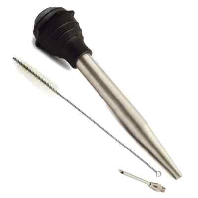 Stainless Steel Baster Turkey Chicken 3 piece Set Silicone Bulb Deluxe Norpro