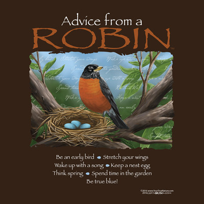 Robin T-shirt S M NWT Advice Bird Wildlife Cotton Unisex