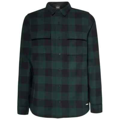 Oakley Mens Bear Cozy Flannel Long Sleeve Shirt Black/Green Check XLarge XL New