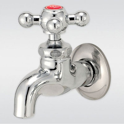 Deck mounted Outdoor Garden sink faucet Bath chrome finish Cross handle RED