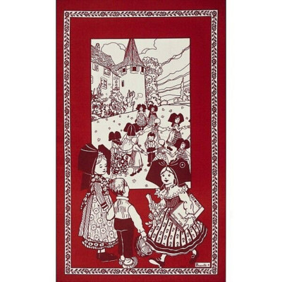 BEAUVILLE, ''EN ALSACE, ROUGE'' FRENCH LUXURY  KITCHEN / TEA TOWEL, NEW