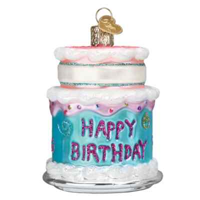 Old World Christmas HAPPY BIRTHDAY CAKE (32598) Glass Ornament w/ OWC Box