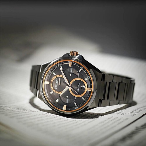 Pre-owned Citizen Bu0065-64e [eco Drive Ring Solar Act Line Triple Calendar Moon Phase]