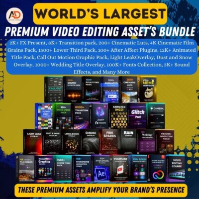 Biggest Video Editing Bundle, video Editing Assets, Premier Pro Video Editing 