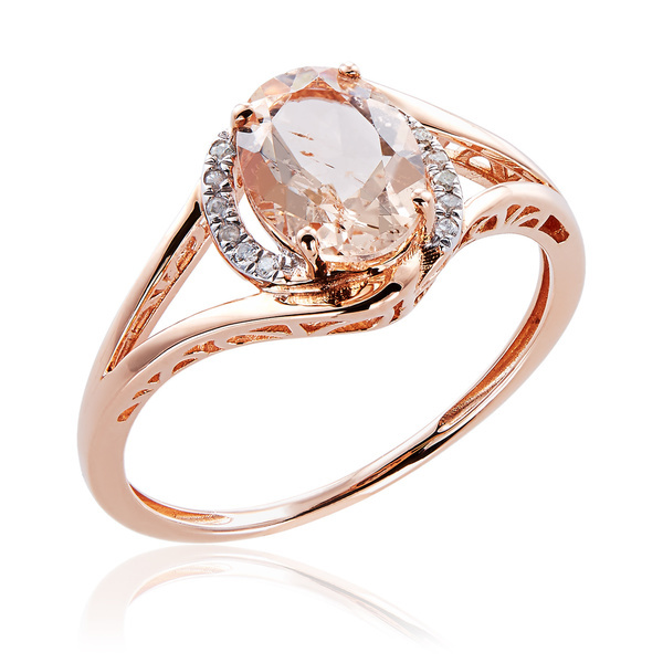 Pre-owned Tiffany & Co 10k Rose Gold Morganite And Diamond Ring In White