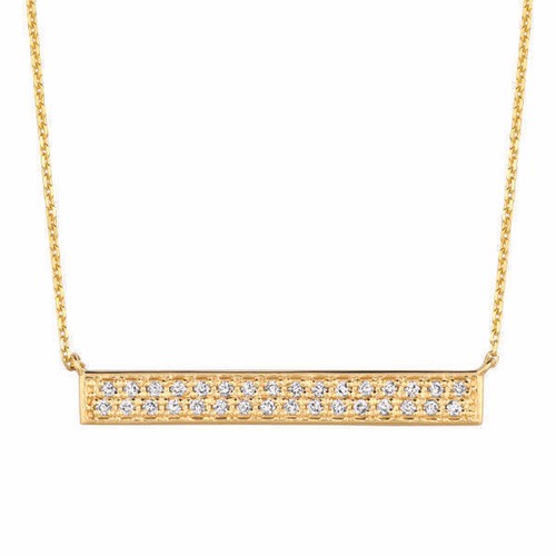 Pre-owned Morris 0.40 Carat Natural Diamond Bar Necklace 14k Yellow Gold Si 18 Inches Chain