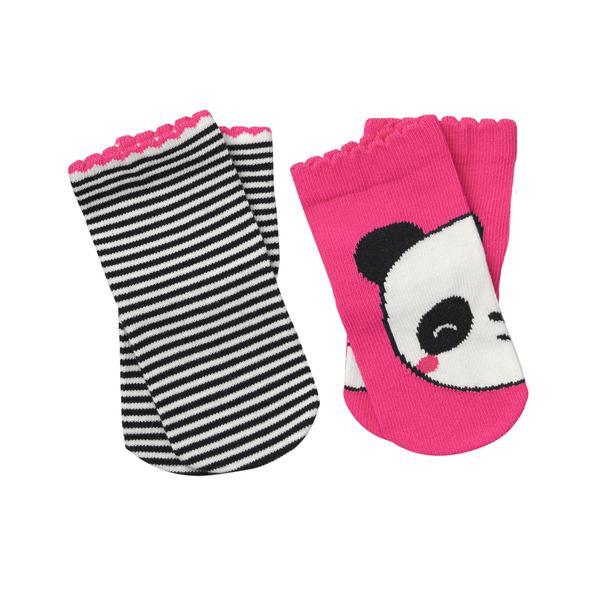 NWT!  GYMBOREE PANDA AND STRIPE GIRLS SOCKS - SIZE 0-6 MOS (Shoe Size 1-2)