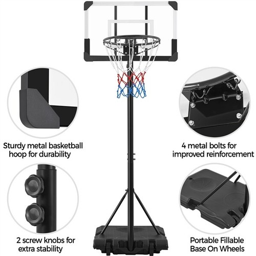 Basketball Hoop System Portable Basketball Goal Height Adjustable 6-7ft for Kids