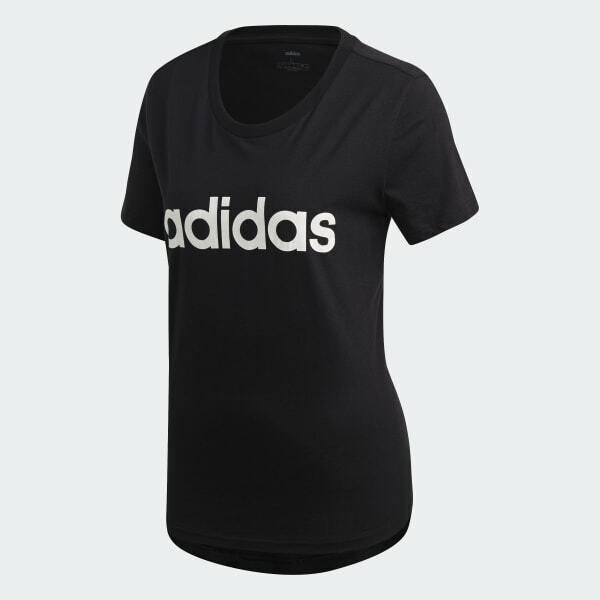adidas Women Essential Slim Graphic Tee Black/White Size Small DP2361
