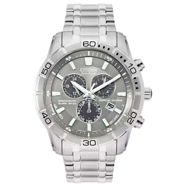 Pre-owned Citizen Men's Watch Bl5450-54h Eco-drive Perpetual Calendar Silver Dial