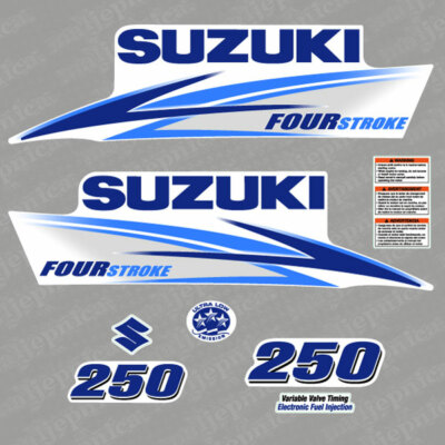 Suzuki 250 Four Stroke (2013) Blue Outboard Decal Aufkleber Adesivo Sticker Set