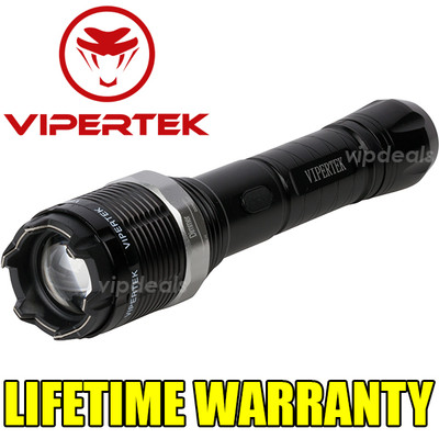Vipertek Vts-T01 Metal 10 Bv Stun Gun Rechargeable Led Flashlight + Taser Case
