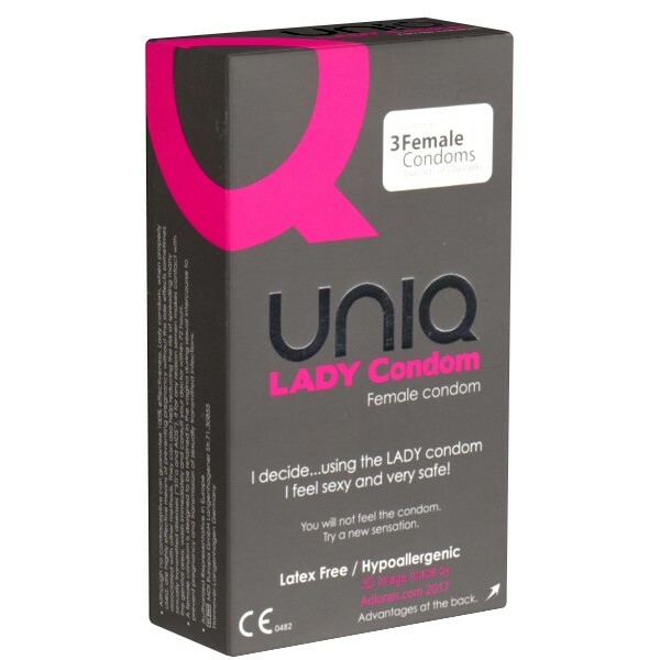 Frei Haus: UNIQ Lady Condom 3 Frauenkondome Femidom Kondomslip latexfrei diskret