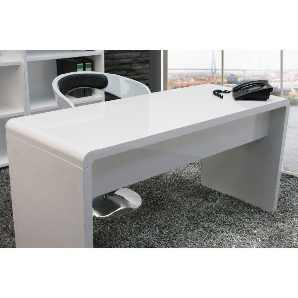 New Lumiere Curved Home Office Desk In High Gloss White Desks