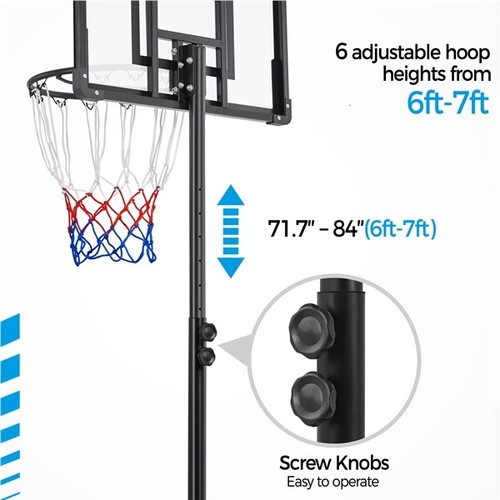 Basketball Hoop System Portable Basketball Goal Height Adjustable 6-7ft for Kids