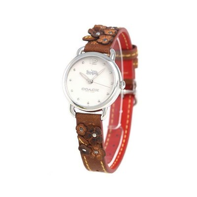 COACH COACH 14502761 DELANCEY WHITE DIAL BROWN LEATHER ANALOG QUARTZ LADIES WATCH