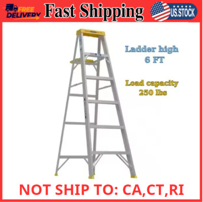 Aluminum Step Ladder - 6 ft. (10 ft. Reach, 250 lb. Capacity, Type I Duty Rating