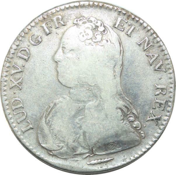 T1586 Rare Demi 1/2 Ecu Br Oliviers Louis Xv 1727 X Amiens Argent Silver