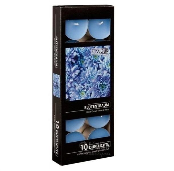 Confezione 10 Pezzi Candele Lumini Tea Light Profumate Fragranza Fiori Blu dfh